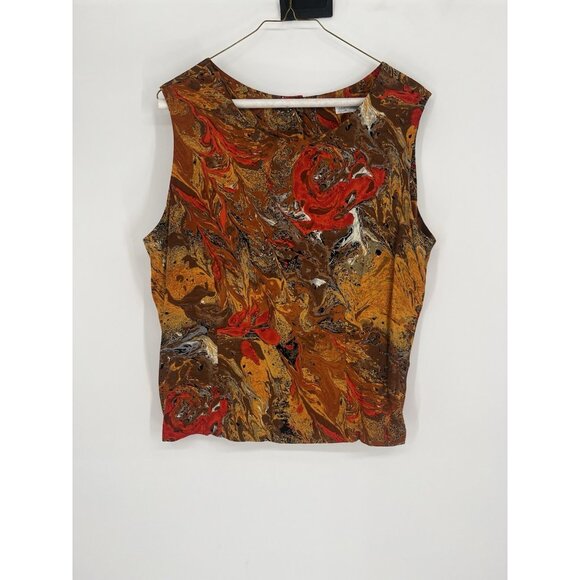 ILYSE HART LTD  Size 16 Multicolor Sleeveless abstract Tank button back Top - Picture 1 of 7